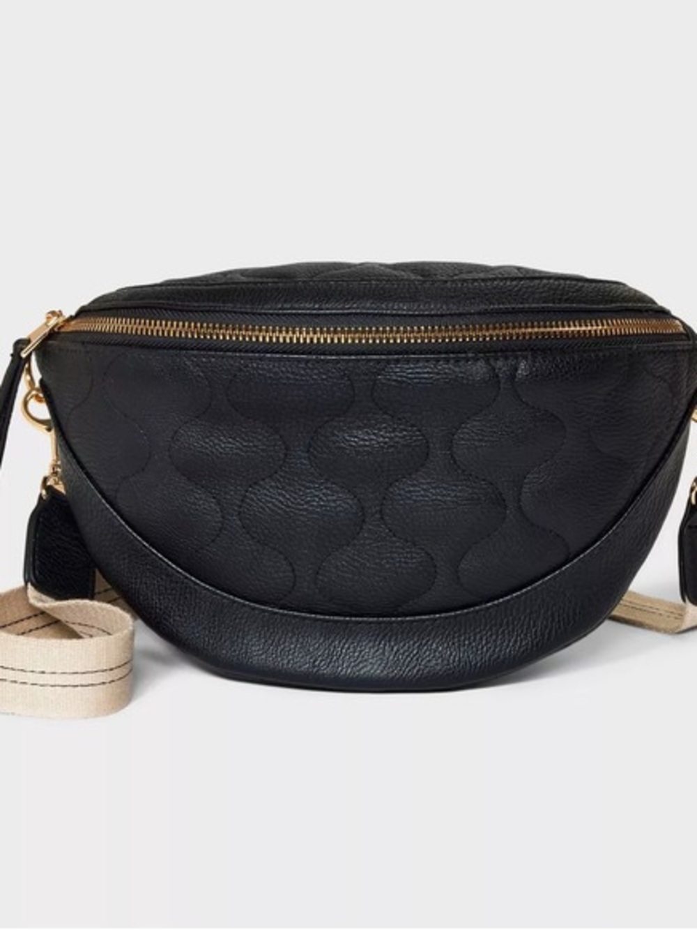 Universal Thread Black Belt Bag Crossbody Faux Leather Quilted